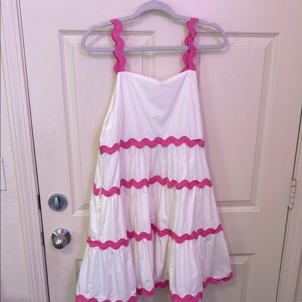 White Dress with Pink Accents
